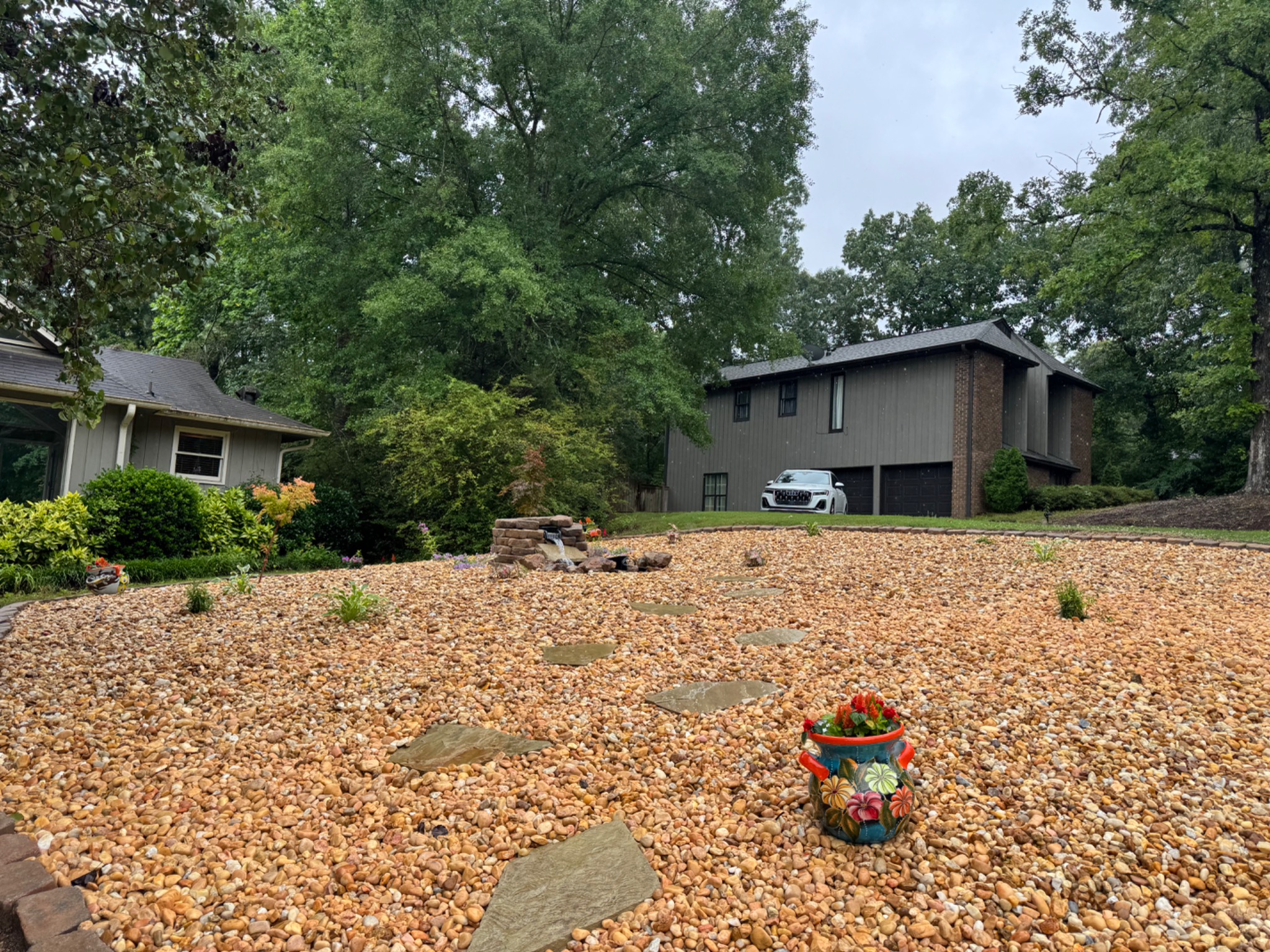 Completed rock landscape project